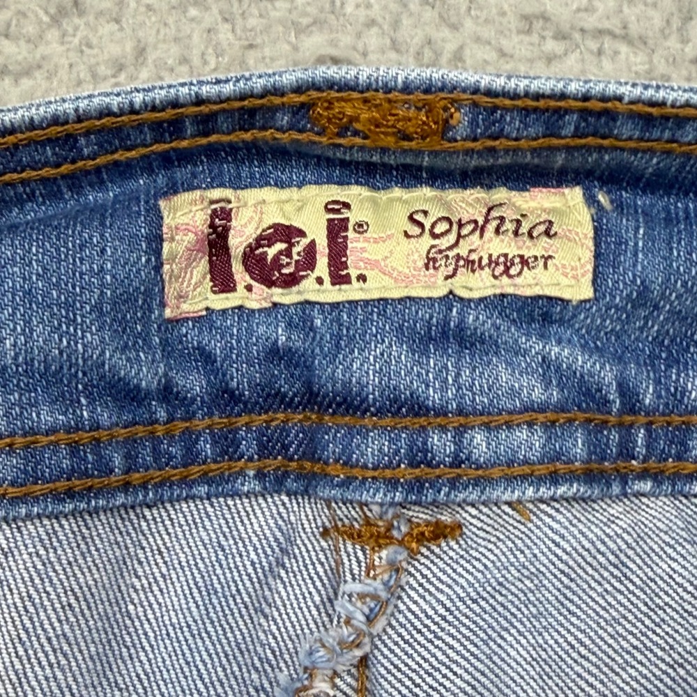 L.E.I. SLYH43520A Womens 16 Blue Denim Skort Sophia Hip Hugger Embroidered Y2K - Picture 3 of 11